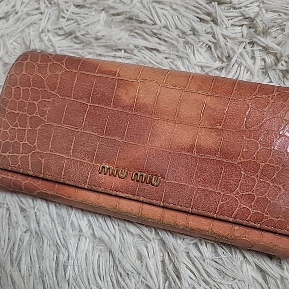 Miu Miu Wallet Long Wallet Leather Crocodile Womens - Used Flawed - Picture 4 of 13